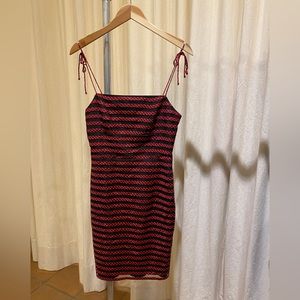 Vintage 90’s Betsy Johnson Red Black label Checkered Gingham tie dress XS